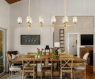 Modern Crystal Chandelier 10 Lights Brass 65in Gold Rectangle K9 Pendant Light - Brass - 10 Lights - RectangleBlushlighting
