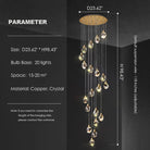 Modern Crystal Chandelier Foyer Living Room Droplight Hall Decoration Lights-Chandeliers-Merlin Lamps-20 Lights / D23.62"*H98.43"-Warm Light-merlinlamps