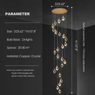 Modern Crystal Chandelier Foyer Living Room Droplight Hall Decoration Lights-Chandeliers-Merlin Lamps-24 Lights / 23.62"*H137.8"-Warm Light-merlinlamps