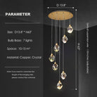 Modern Crystal Chandelier Foyer Living Room Droplight Hall Decoration Lights-Chandeliers-Merlin Lamps-7 Lights / D13.8"*H63"-Warm Light-merlinlamps