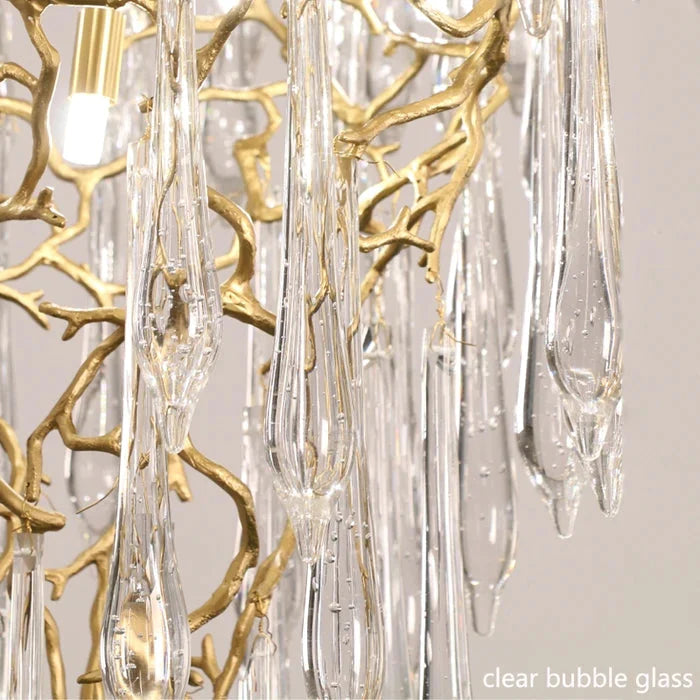 Modern Crystal Droplet Branch Staircase Chandelier-Blushlighting