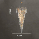 Modern Crystal Droplet Branch Staircase Chandelier - DIAMETER 100 CM（39.3IN） X HEIGHT 135 CM（53 IN）Blushlighting