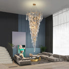 Modern Crystal Droplet Branch Staircase Chandelier - DIAMETER 100 CM（39.3IN） X HEIGHT 135 CM（53 IN）Blushlighting