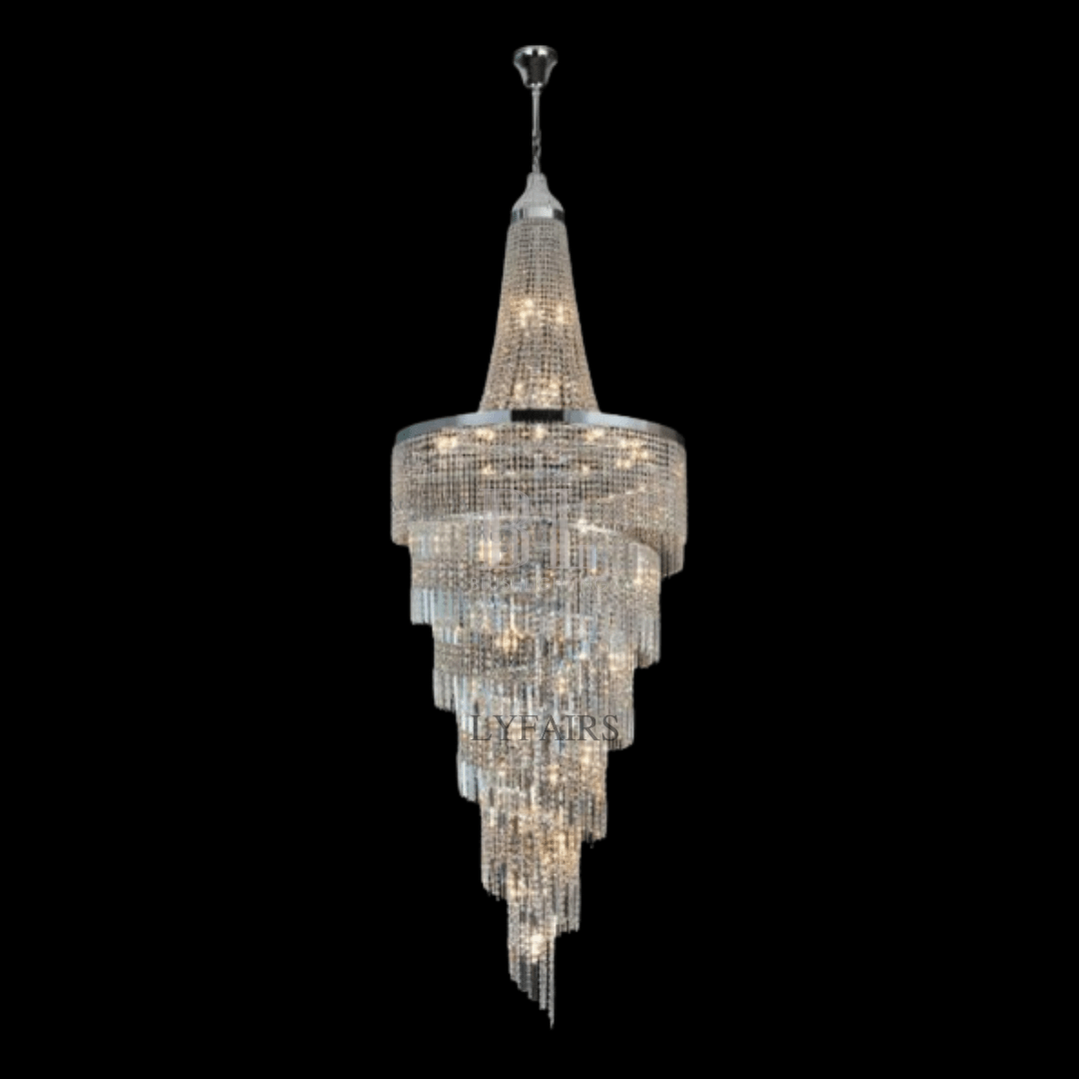 Modern Crystal Tassel Chandelier for Foyer/Staircase - D23.6"*H82.6"Warm LightBlushlighting