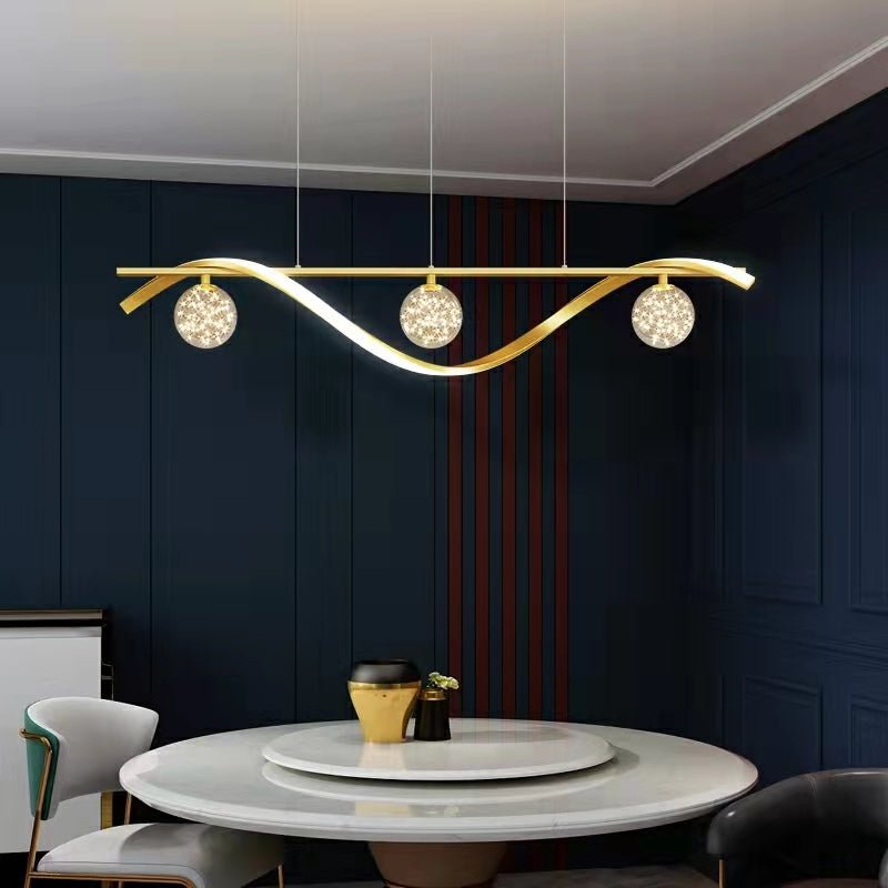 Modern Dining Room Chandelier Concise Style Glass Ball Starlight Ceiling Lamp Luxury Bar Counter Light - L39.4"*H118.1"/2.1 kgBlackWarm LightBlushlighting