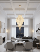 Modern Feather Crystal Chandelier in Chrome/Gold Finish for High/Low-ceiling - D39.4"*H59.1"(D100cm*H150cm)GoldBlushlighting