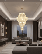 Modern Feather Crystal Chandelier in Chrome/Gold Finish for High/Low-ceiling - D39.4"*H59.1"(D100cm*H150cm)GoldBlushlighting
