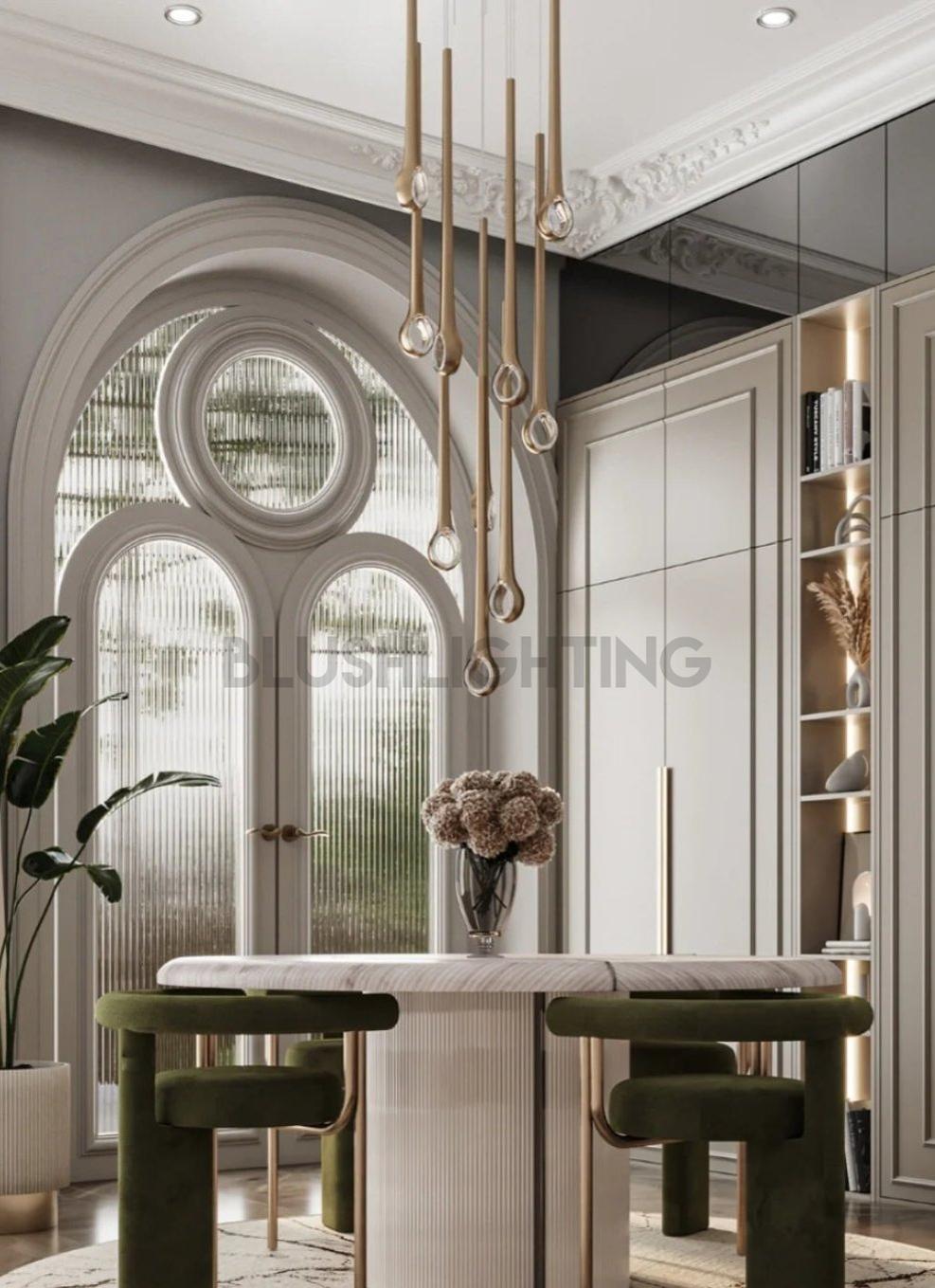 Modern Floating Long Gold Pendant Celing Chandelier for Living Room/High - ceiling - Without Canopy/D39.37"*H106.3"(D100cm*H270cm)Blushlighting