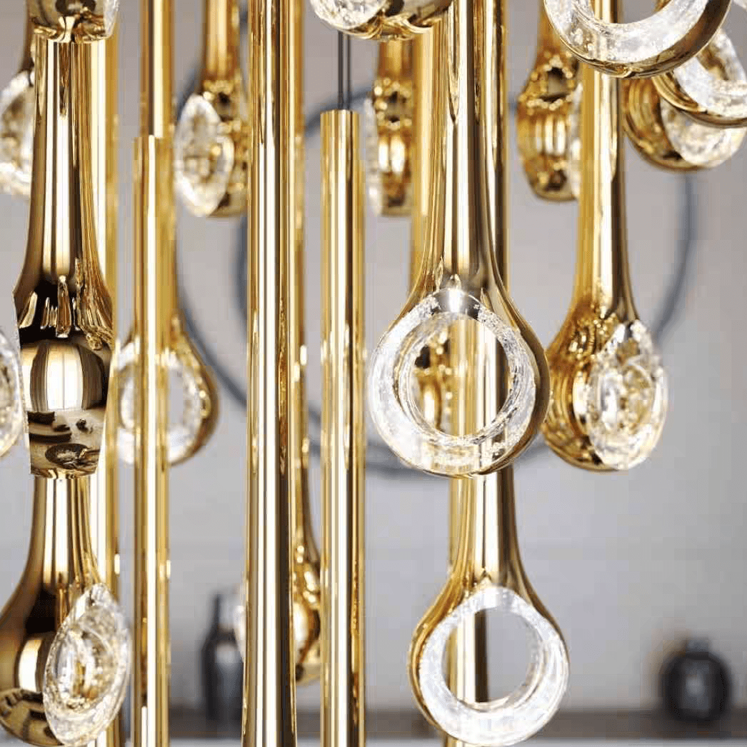 Modern Floating Long Gold Pendant Celing Chandelier for Living Room/High - ceiling - Without Canopy/D74.8"*H267.7"(D190cm*H680cm)Blushlighting