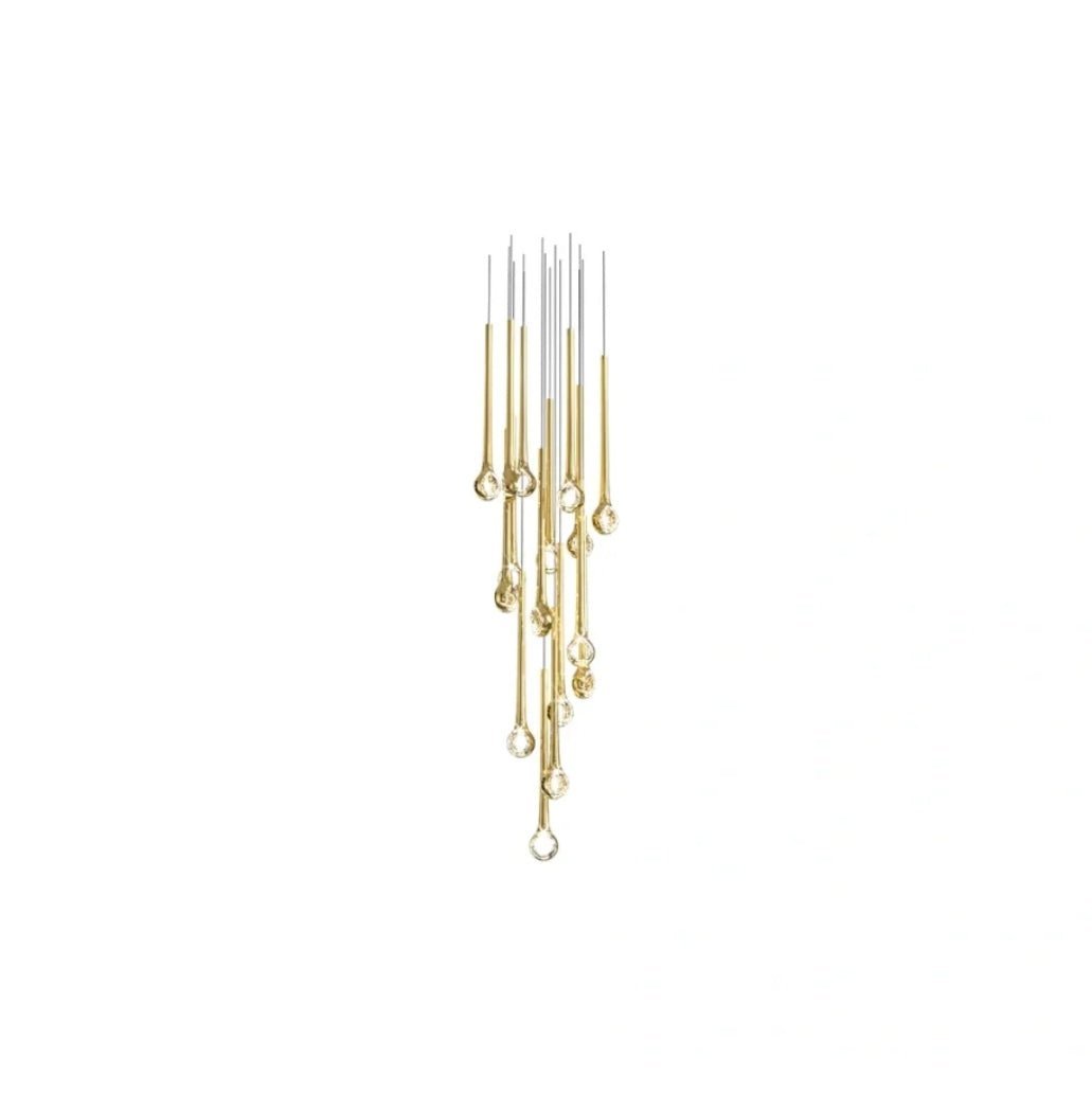 Modern Floating Long Gold Pendant Celing Chandelier for Living Room/High - ceiling - Without Canopy//D15.7"*H74.8"(D40cm*H190cm)Blushlighting