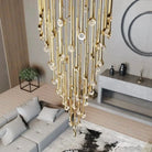 Modern Floating Long Gold Pendant Celing Chandelier for Living Room/High - ceiling - Without Canopy/D74.8"*H267.7"(D190cm*H680cm)Blushlighting