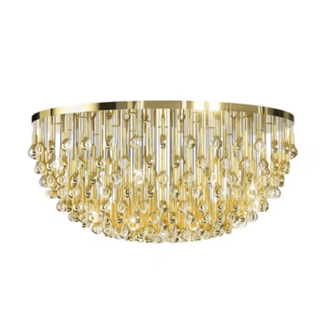 Modern Floating Long Gold Pendant Celing Chandelier for Living Room/High - ceiling - With Round Canopy/D94.5"*H39.37"(D240cm*H100cm)Blushlighting