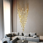Modern Floating Long Gold Pendant Celing Chandelier for Living Room/High - ceiling - Without Canopy/D39.37"*H106.3"(D100cm*H270cm)Blushlighting