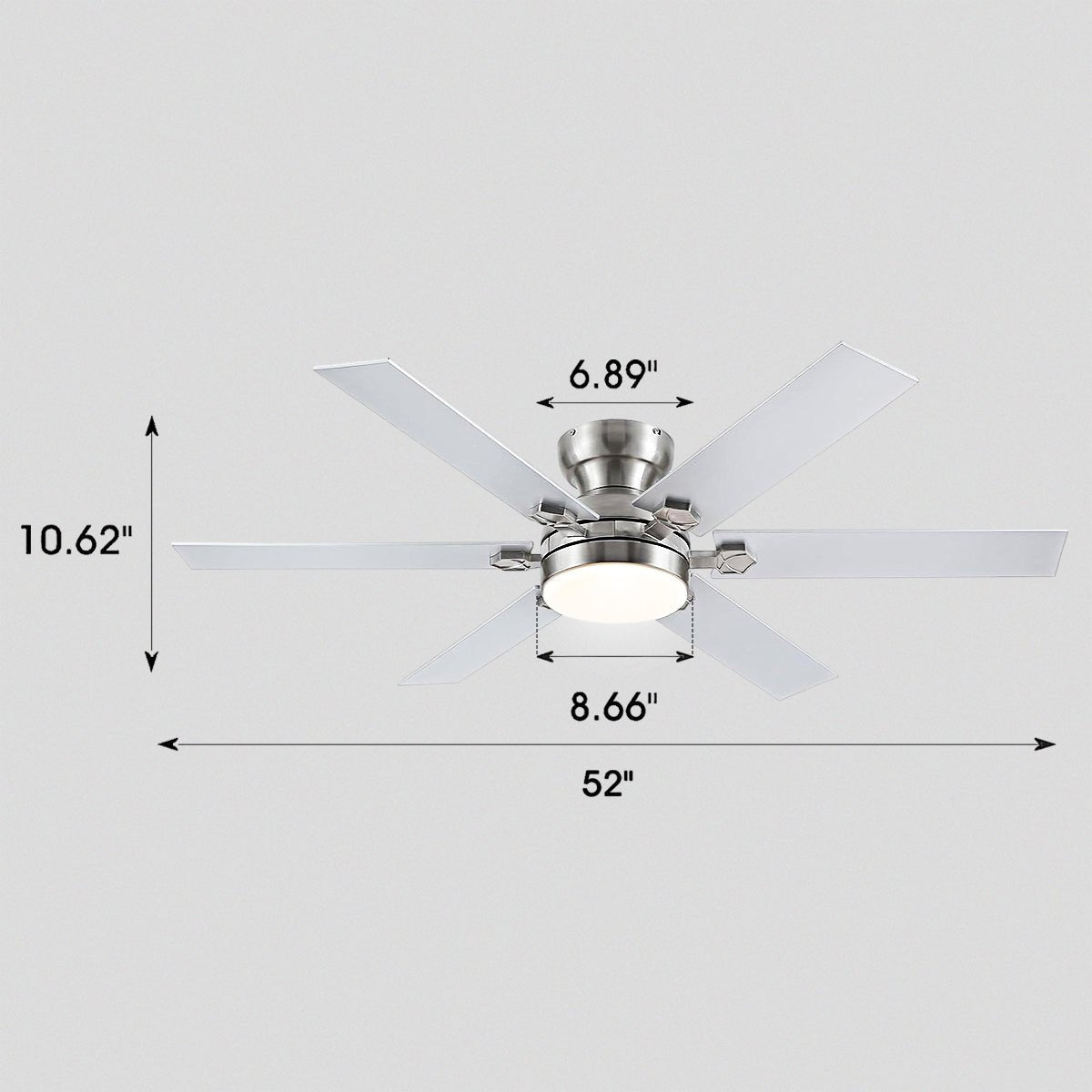 Modern Flush Mount Fans Light Ceiling Fans with Lights Black Low Profile Ceiling Fans 52“ - Blushlighting
