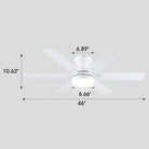 Modern Flush Mount Fans Light Ceiling Fans with Lights Black Low Profile Ceiling Fans 52“ - White 46"Blushlighting