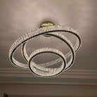 Modern Front Entryway Chandelier 3/4/5/6/7 Rings Crystal Gold/ Chrome Finish Ceiling Lamp - 3 Rings: Dia(39.4''+31.5''+23.6'')GoldWarm LightBlushlighting