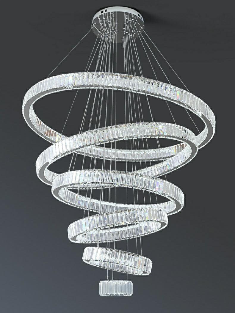 Modern Front Entryway Chandelier 3/4/5/6/7 Rings Crystal Gold/ Chrome Finish Ceiling Lamp - 4 Rings: Dia(39.4"+31.5"+23.6"+15.7")GoldWarm LightBlushlighting