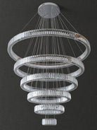 Modern Front Entryway Chandelier 3/4/5/6/7 Rings Crystal Gold/ Chrome Finish Ceiling Lamp - 5 Rings: Dia(39.4"+31.5"+23.6"+15.7"+7.9")/45kg/46.2kgChromeWarm LightBlushlighting