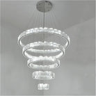 Modern Front Entryway Chandelier 3/4/5/6/7 Rings Crystal Gold/ Chrome Finish Ceiling Lamp - 5 Rings: Dia(39.4"+31.5"+23.6"+15.7"+7.9")/45kg/46.2kgChromeWhite LightBlushlighting
