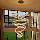 Modern Front Entryway Chandelier 3/4/5/6/7 Rings Crystal Gold/ Chrome Finish Ceiling Lamp - 7 Rings: Dia(55.12"+47.2"+39.4"+31.5"+23.6"+15.7"+7.9")GoldWarm LightBlushlighting