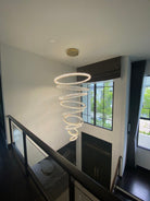 Modern Front Entryway Chandelier 3/4/5/6/7 Rings Crystal Gold/ Chrome Finish Ceiling Lamp - 6 Rings: Dia(47.2"+39.4"+31.5"+23.6"+15.7"+7.9")/63kgGoldWarm LightBlushlighting