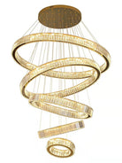 Modern Front Entryway Chandelier 3/4/5/6/7 Rings Crystal Gold/ Chrome Finish Ceiling Lamp - 6 Rings: Dia(47.2"+39.4"+31.5"+23.6"+15.7"+7.9")/63kgGoldWarm LightBlushlighting