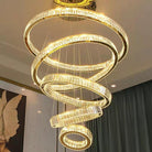 Modern Front Entryway Chandelier 3/4/5/6/7 Rings Crystal Gold/ Chrome Finish Ceiling Lamp - 6 Rings: Dia(47.2"+39.4"+31.5"+23.6"+15.7"+7.9")/63kgGoldWhite LightBlushlighting