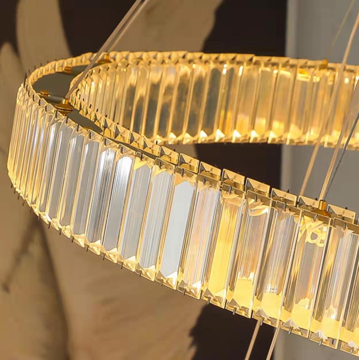 Modern Front Entryway Chandelier 3/4/5/6/7 Rings Crystal Gold/ Chrome Finish Ceiling Lamp - 5 Rings: Dia(39.4"+31.5"+23.6"+15.7"+7.9")/45kg/46.2kgGoldWhite LightBlushlighting