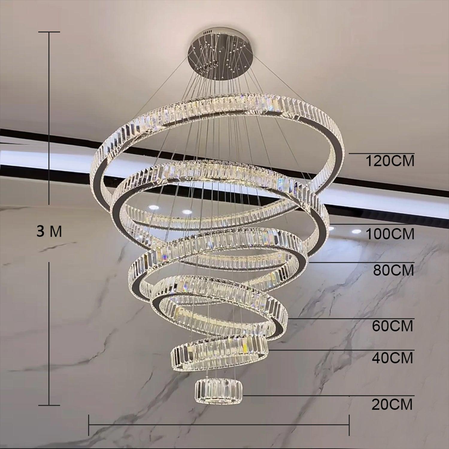 Modern Front Entryway Chandelier 3/4/5/6/7 Rings Crystal Gold/ Chrome Finish Ceiling Lamp - 5 Rings: Dia(39.4"+31.5"+23.6"+15.7"+7.9")/45kg/46.2kgGoldWhite LightBlushlighting
