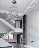 Modern Front Entryway Chandelier 3/4/5/6/7 Rings Crystal Gold/ Chrome Finish Ceiling Lamp - 6 Rings: Dia(47.2"+39.4"+31.5"+23.6"+15.7"+7.9")/63kgChromeWhite LightBlushlighting