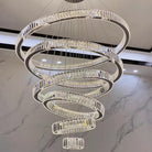 Modern Front Entryway Chandelier 3/4/5/6/7 Rings Crystal Gold/ Chrome Finish Ceiling Lamp - 3 Rings: Dia(39.4''+31.5''+23.6'')GoldWarm LightBlushlighting