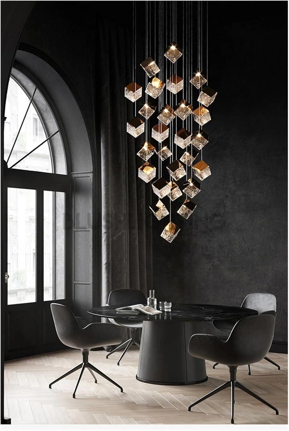 Modern G4 Led 26 Light Chandelier Glass Ice Cube Light Kitchen Living Room Ceiling Lighting Room-Chandelier-Blushlighting-Blushlighting
