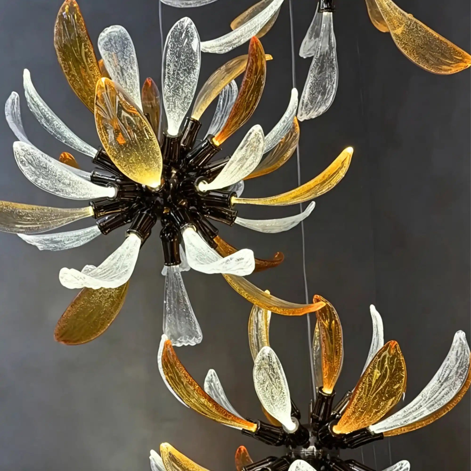 Modern Glass Firework Cluster Chandelier for Living Room/High Ceiling/Staircase - 3 Lights/D17.72''+D17.72''+D23.62''Warm LightBlushlighting