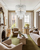 Modern Glass Rod Brass/Chrome Lorelei Waterfall Round Tiered Chandelier - 4 - light - D45*H30CM/D17.72"*H11.81" - CeilingWarm Light (3000K)BrassBlushlighting