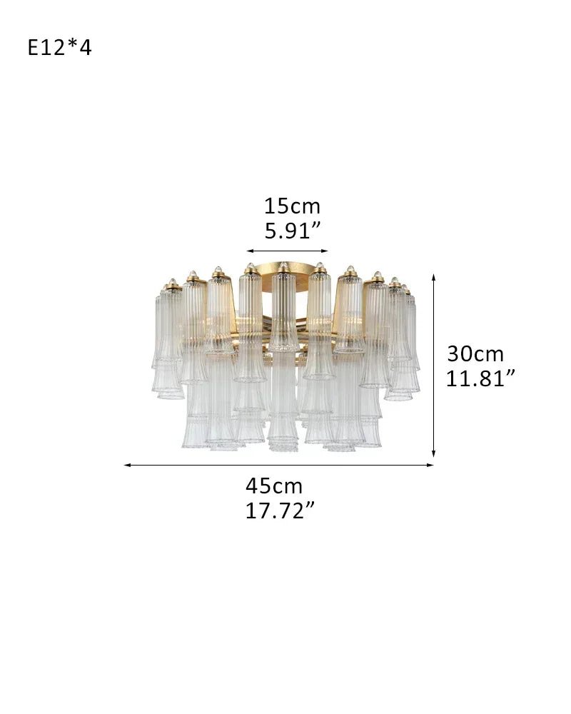 Modern Glass Rod Brass/Chrome Lorelei Waterfall Round Tiered Chandelier - 4 - light - D45*H30CM/D17.72"*H11.81" - CeilingWarm Light (3000K)BrassBlushlighting
