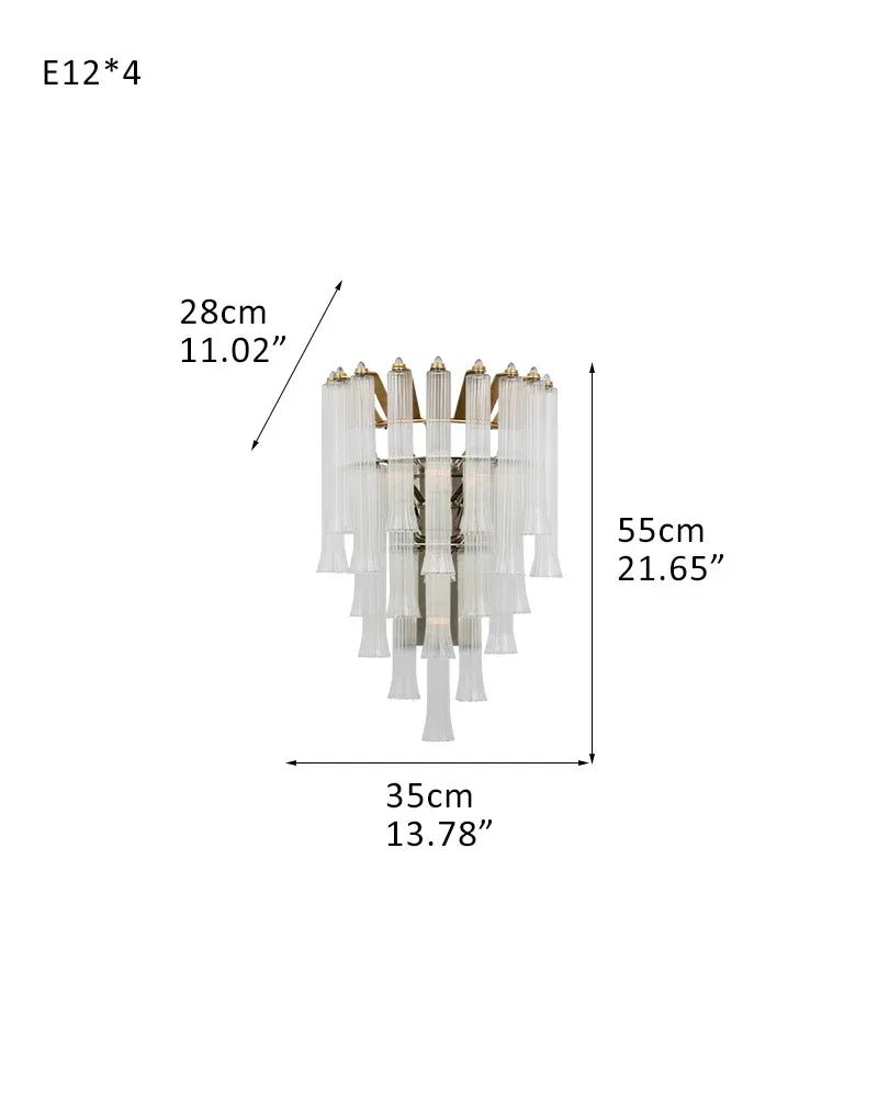 Modern Glass Rod Brass/Chrome Lorelei Waterfall Round Tiered Chandelier - 4 - light - W35*D28*H55CM/W13.78"*D11.02"*H21.65" - SconceWarm Light (3000K)BrassBlushlighting