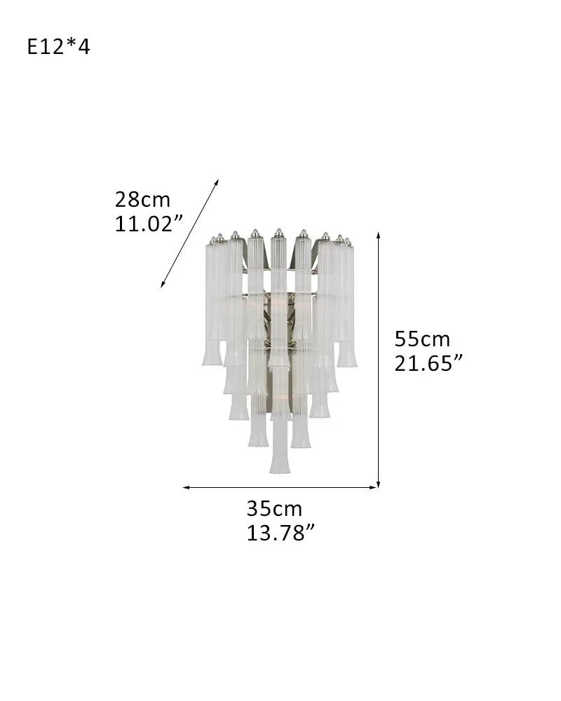 Modern Glass Rod Brass/Chrome Lorelei Waterfall Round Tiered Chandelier - 4 - light - W35*D28*H55CM/W13.78"*D11.02"*H21.65" - SconceWarm Light (3000K)SilverBlushlighting