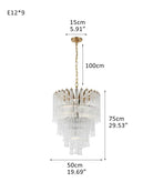Modern Glass Rod Brass/Chrome Lorelei Waterfall Round Tiered Chandelier - 9 - light - D50*H75CM/D19.69"*H29.53" - PendantWarm Light (3000K)BrassBlushlighting