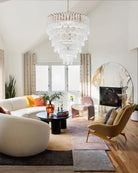 Modern Glass Rod Brass/Chrome Lorelei Waterfall Round Tiered Chandelier - 4 - light - D45*H30CM/D17.72"*H11.81" - CeilingWarm Light (3000K)BrassBlushlighting