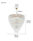 Modern Glass Rod Brass/Chrome Lorelei Waterfall Round Tiered Chandelier - 19 - light - D85*H105CM/D33.46"*H41.34"Warm Light (3000K)BrassBlushlighting