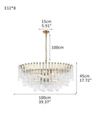Modern Glass Rod Brass/Chrome Lorelei Waterfall Round Tiered Chandelier - 8 - light - D100*H45CM/D39.37"*H17.72"Warm Light (3000K)BrassBlushlighting