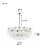 Modern Glass Rod Brass/Chrome Lorelei Waterfall Round Tiered Chandelier - 8 - light - D100*H45CM/D39.37"*H17.72"Warm Light (3000K)SilverBlushlighting