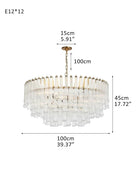 Modern Glass Rod Brass/Chrome Lorelei Waterfall Round Tiered Chandelier - 12 - light - D100*H45CM/D39.37"*H17.72"Warm Light (3000K)BrassBlushlighting