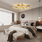 Modern Gold 2-Tier Crystal Chandelier with 20 E12 Bulbs