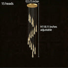 Modern Gold Chandelier Pendant Light Hanging Aluminum LED Fixture for Dining Room Illumination - 15 headsWarm lightBlushlighting