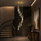 Modern Gold Chandelier Pendant Light Hanging Aluminum LED Fixture for Dining Room Illumination - 9 headsWarm lightBlushlighting