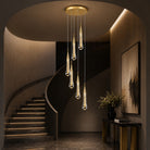 Modern Gold Chandelier Pendant Light Hanging Aluminum LED Fixture for Dining Room Illumination - 6 headsWarm lightBlushlighting