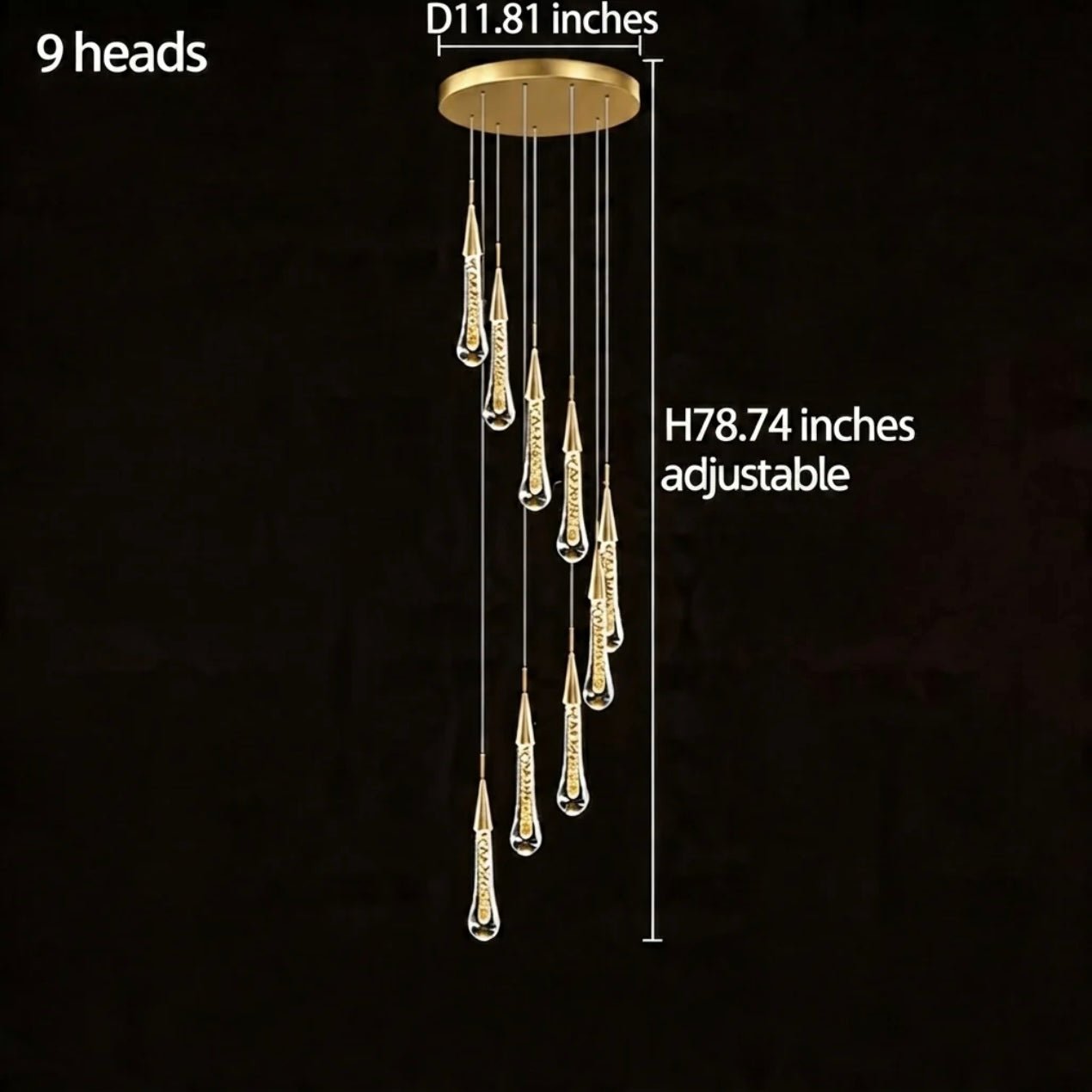 Modern Gold Chandelier Pendant Light Hanging Aluminum LED Fixture for Dining Room Illumination - 15 headsWarm lightBlushlighting