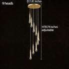 Modern Gold Chandelier Pendant Light Hanging Aluminum LED Fixture for Dining Room Illumination - 15 headsWarm lightBlushlighting