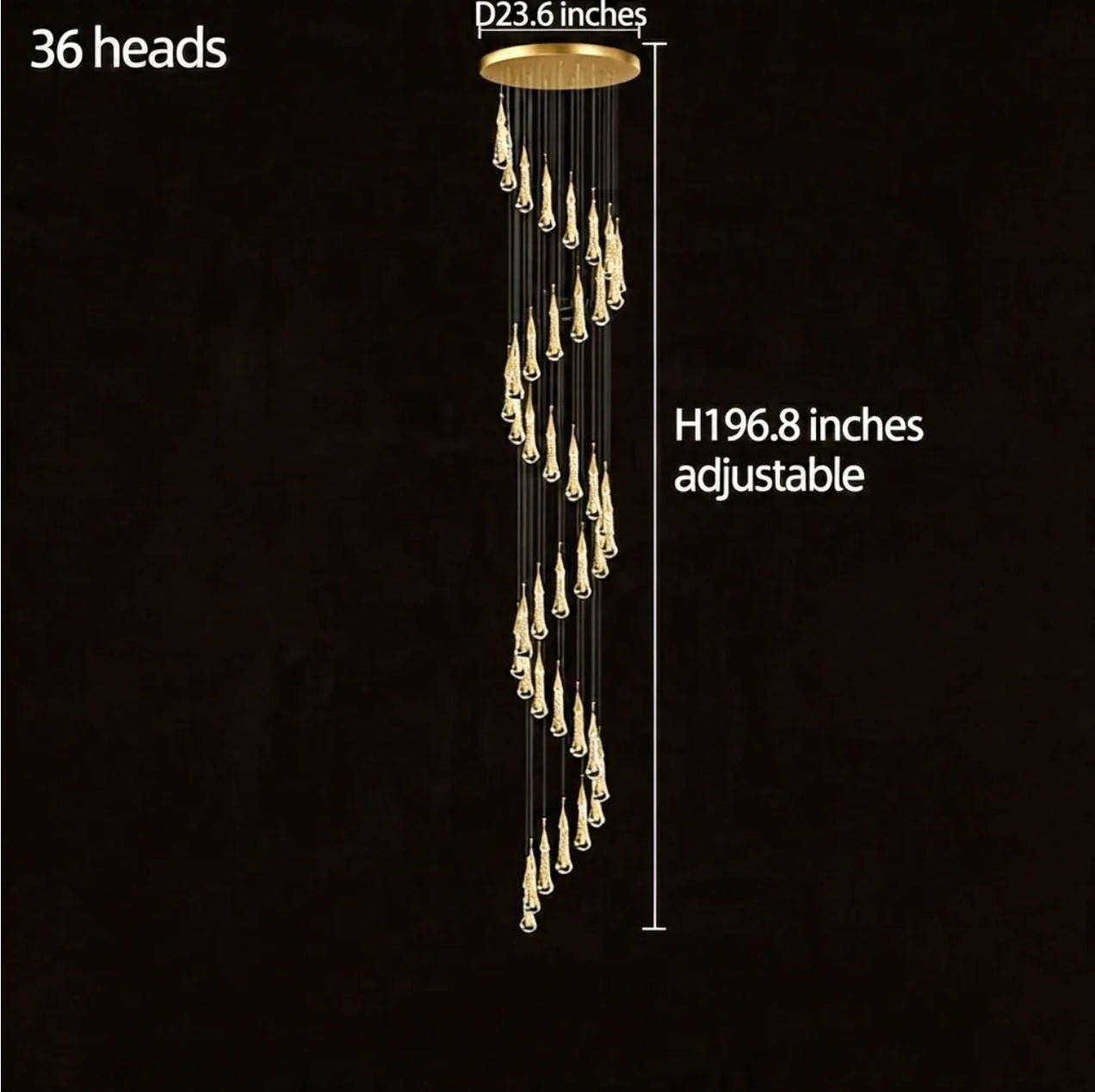 Modern Gold Chandelier Pendant Light Hanging Aluminum LED Fixture for Dining Room Illumination - 15 headsWarm lightBlushlighting